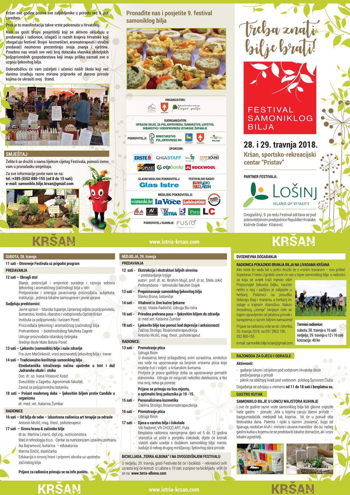 "Wild Plants Festival“ program, Kršan